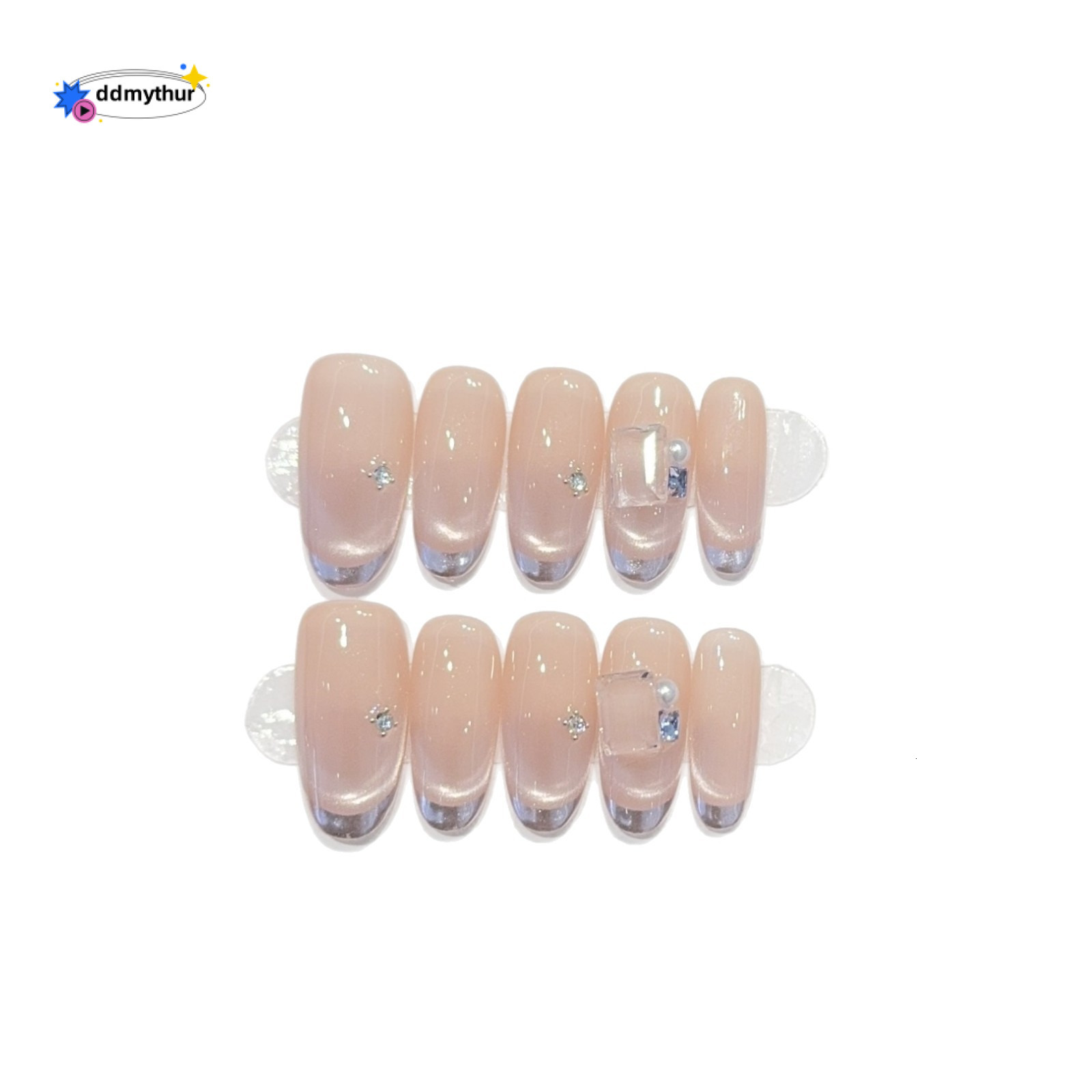 Purple Charm Handmade Wearable Nails Purple Pure Handmade Short Art Nail Tips Ins Style Sparkling ddmythur