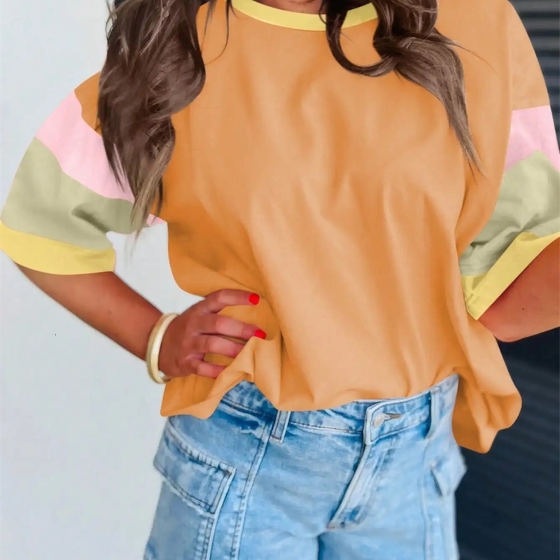 Plus Size 1XL5XL Pullover ONeck Half Sleeve Top European and American Casual Style Loose Tshirt Tees 250519