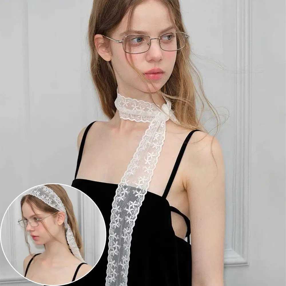 Women Lace Tassel Party Dress Scarf Decor Ribbon Lace Bow Hair Ropes Snood Headband Girls Neckerchief Long Thin Narrow Ribbons W250602