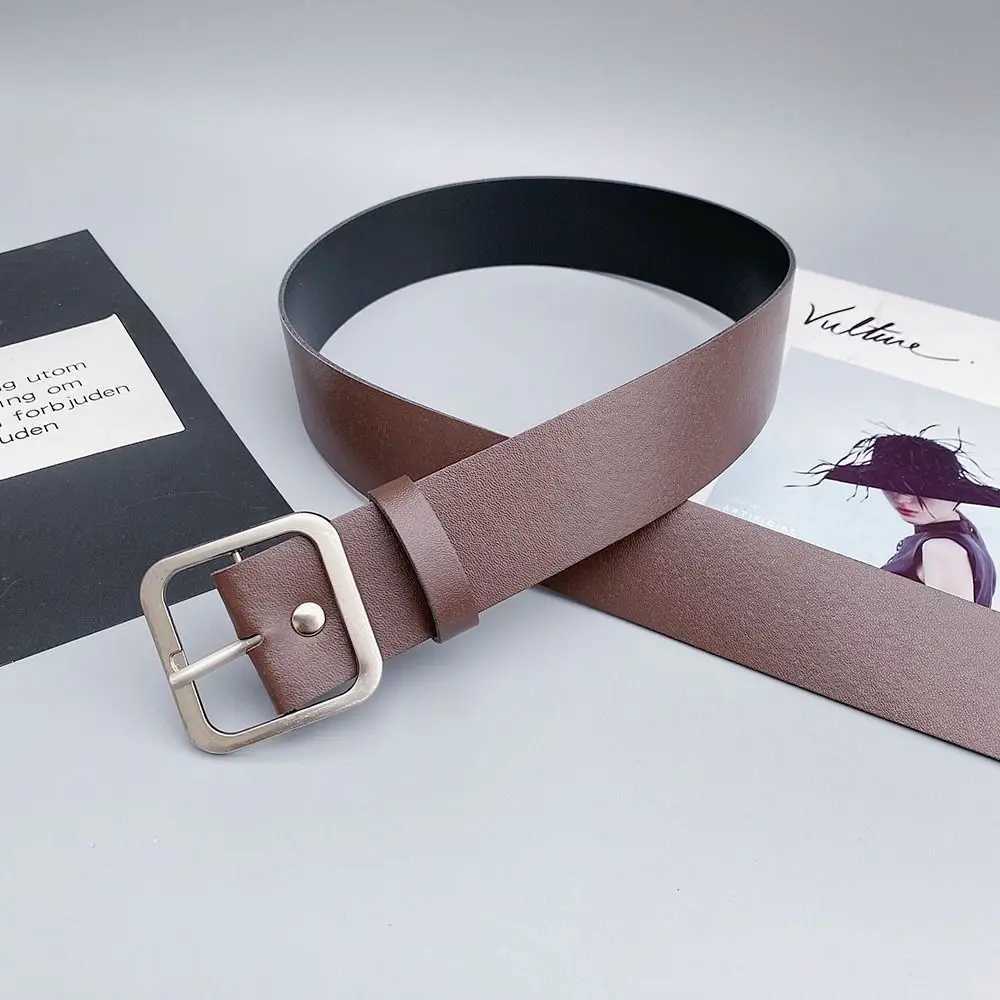 Women Leather Belt Square Pin Buckle Belts for Jeans Pants Chic Luxury Brand Vintage Strap Female Waistband XJ250602