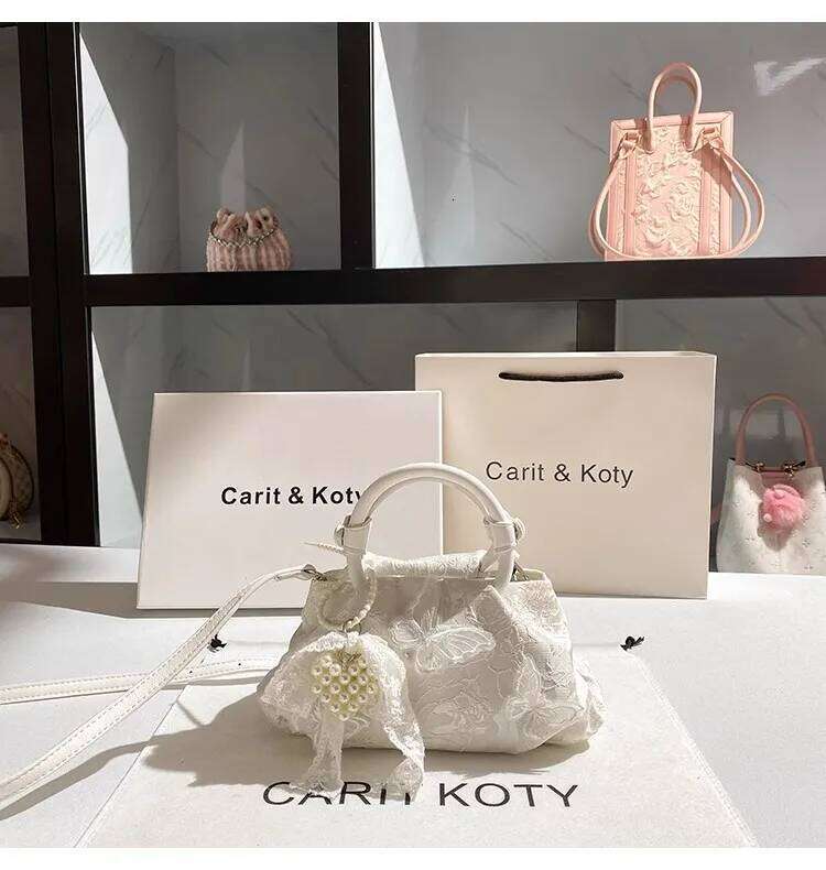 High Quality White Color Fashion Embroidery Cloud Women Handbag Beads Beaded Clutch Purse Shoulder Messenger Bag