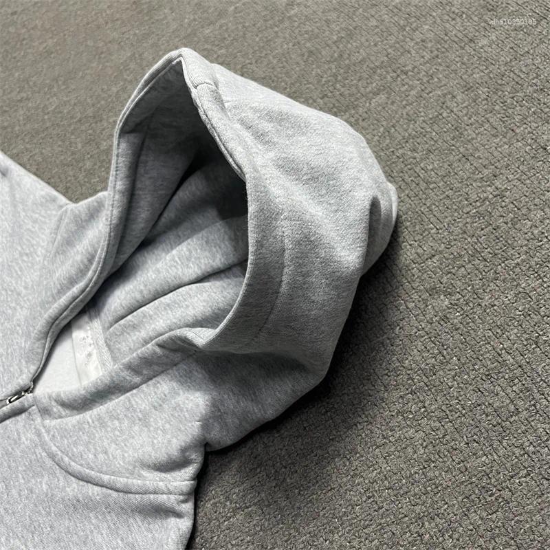 Mens Hoodies Oversize Embroidery Ida.sply Zip Grey Hoodie Men Women Top Quality IDA Hooded Street Pullover