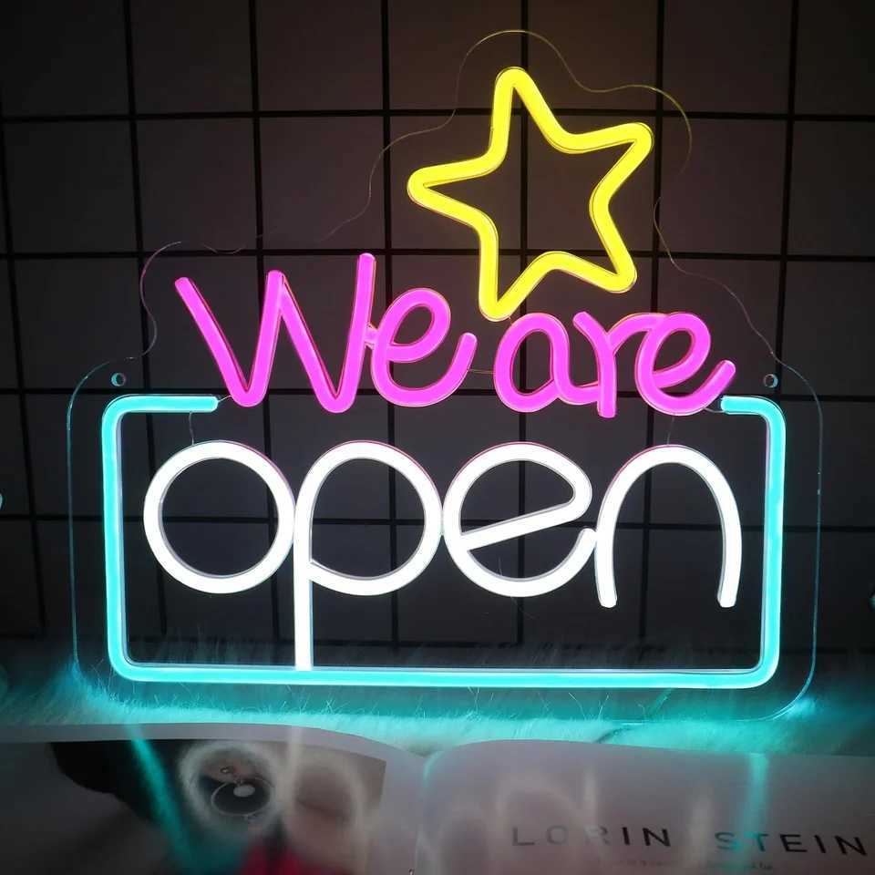 We Are Open Neon Sign Adjustable Brightness LED Neon Lights by USB for Window Shop Bar Salon Cafes Restaurant Pubs Decor XJ250602