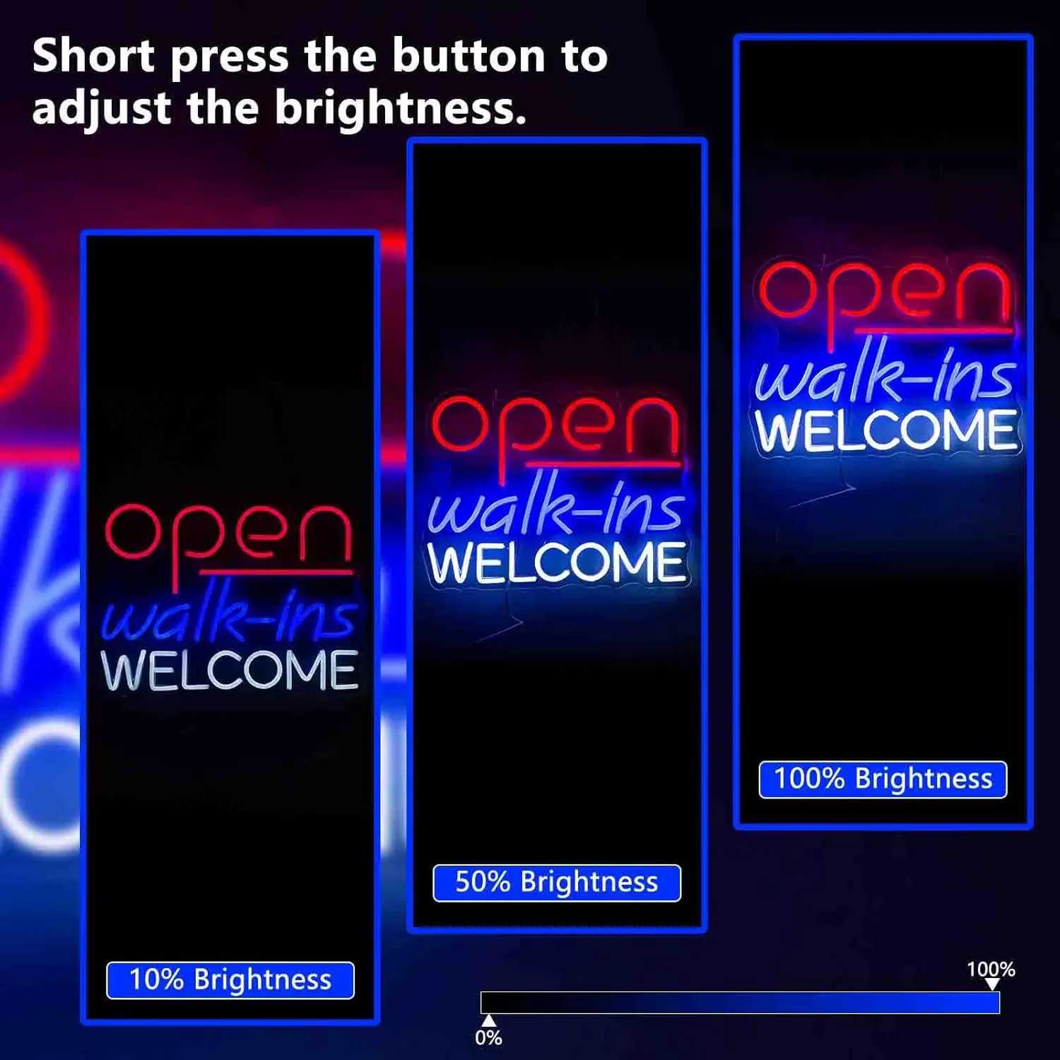 Open Walk ins Welcome Neon Sign LED Neon Light for Wall Decoration Business Sign Bar Pub Restaurant Blue Red White XJ250602