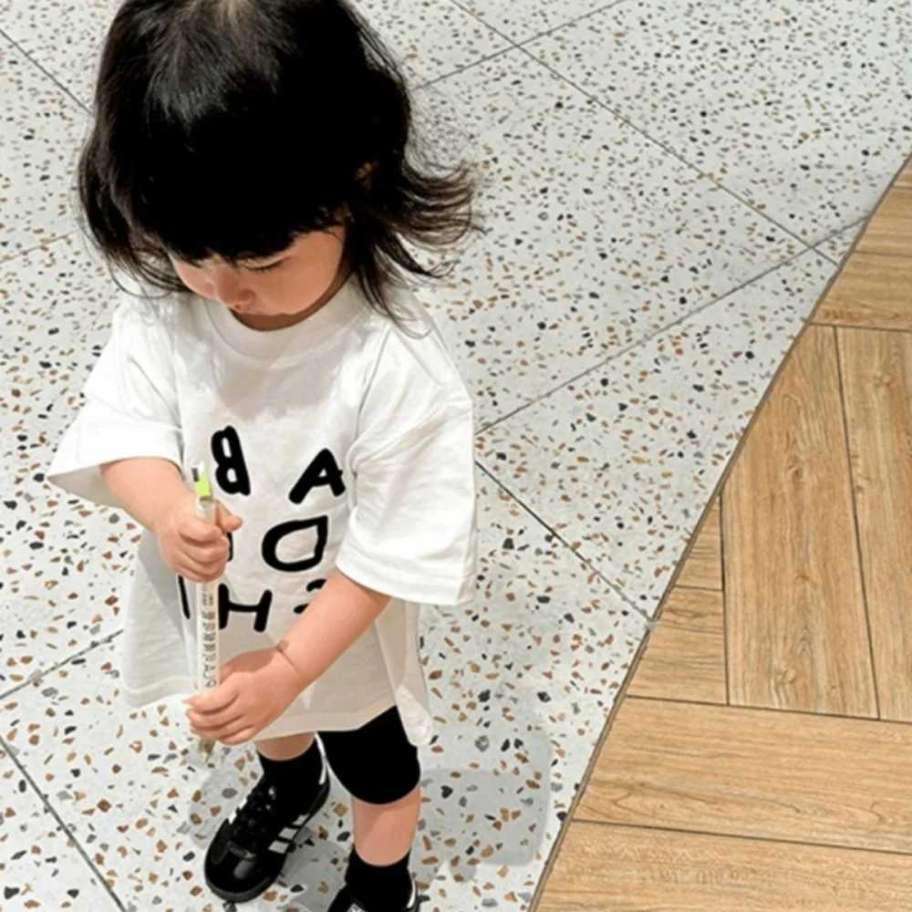 Summer pure cotton short-sleeved baby girl fashionable letter printing half-sleeved T-shirt for boys and girls T250603