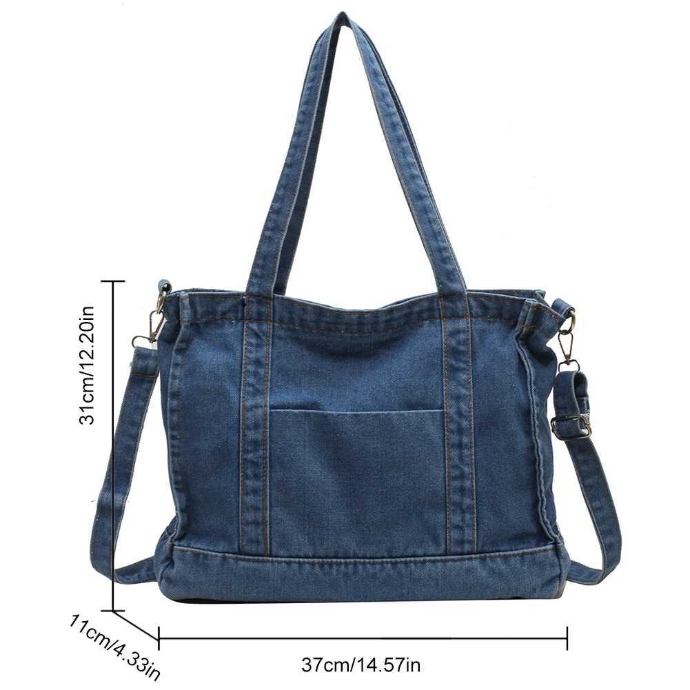 Women Denim Shoulder Bag Lightweight Leisure Crossbody Bag Large Capacity Versatile Casual Work Travel Bag W250602