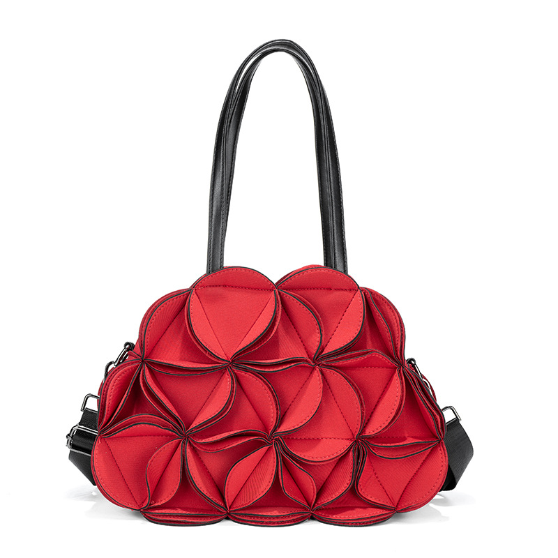 Fashion Bags New Splicing Three-dimensional Flower Bag Female Creative Handbag Niche Design Large-capacity Messenger Bag