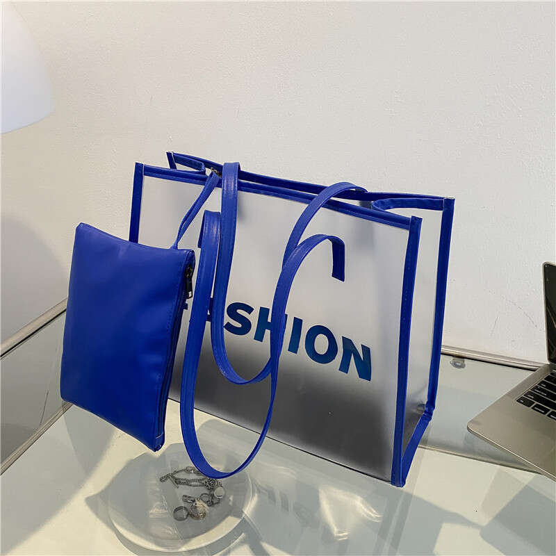 Women's Fashion Large Capacity Transparent Mother-Daughter New Trendy Summer Jelly Bag Single Shoulder Tote Handbag