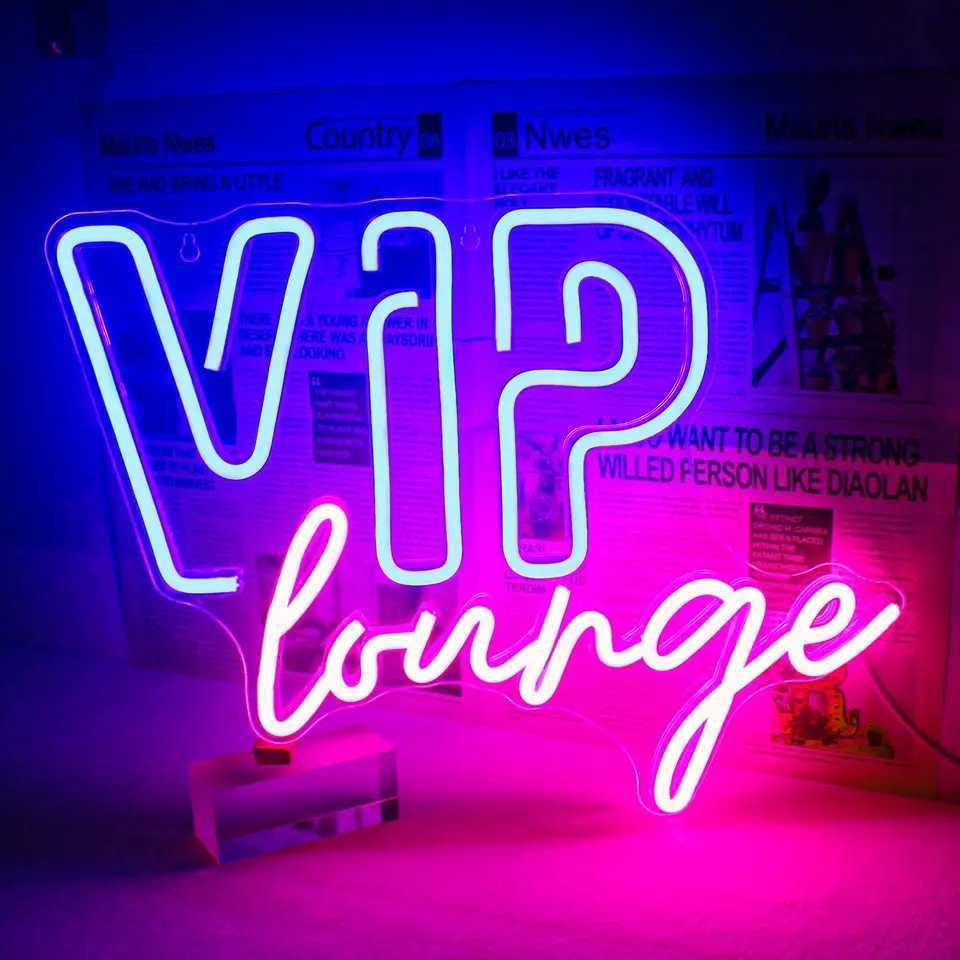 VIP Lounge Neon Sign USB Powered LED Light On/Off Switch Night Lamp Up Sign Wall Decor for Business Office Room Party Bar Hotel XJ250602