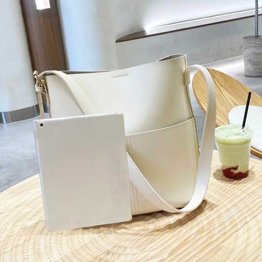 Women Leather Bucket Bag Multi Pocket Shoulder Tote Bag Casual Top Handle Bag Satchel Hobo Bag Outdoor Travel Bag W250602
