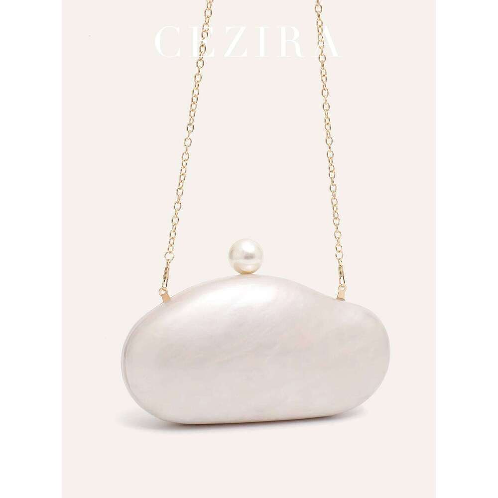 Pearl Decoration Women's Acrylic Clutch Modern Elegant Novelty Shaped Evening Bag Chain Purse Dinner Party Handbag Travel
