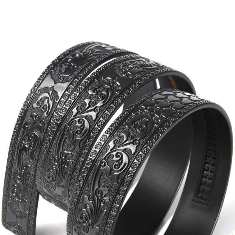 3.5cm Width Genuine Leather Luxury Automatic Buckle Belt Men Black Coffee Cowhide Belt High Quality Body Without Buckle StrapXJ250602