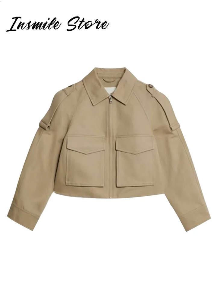 Casual Solid Belt Women Jacket Turn-down Collar Long Sleeve Zipped Loose Female Coats 2025 Spring Chic Lady Streetwear Tops 250530