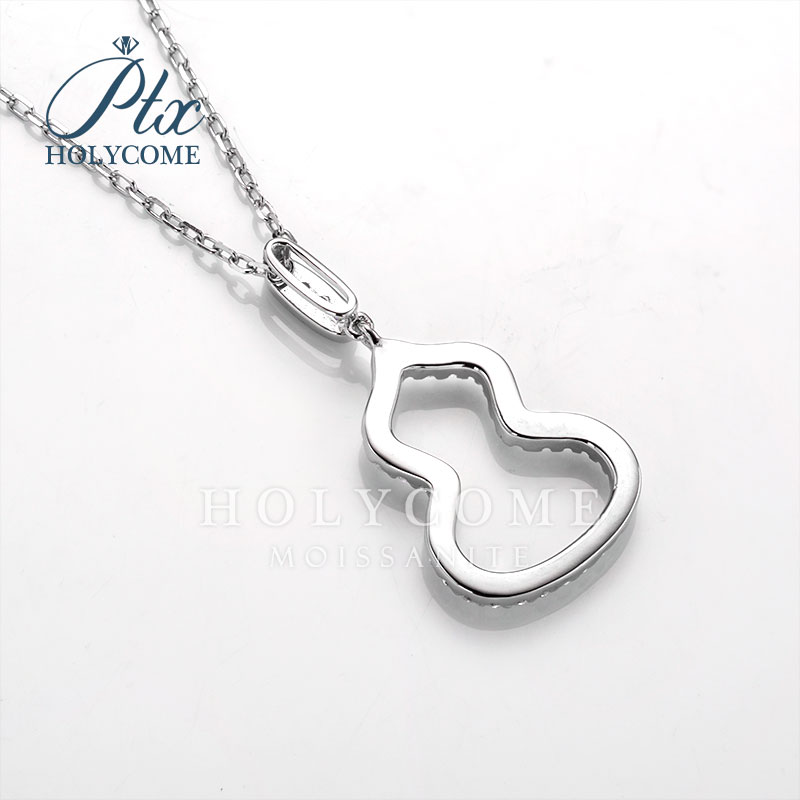 Fashion 925 Silver Moissanite Pendant Necklace 18K White Gold Plated Gourd Shape Fine Jewelry Moissanite Diamond Pendant Necklace for Women