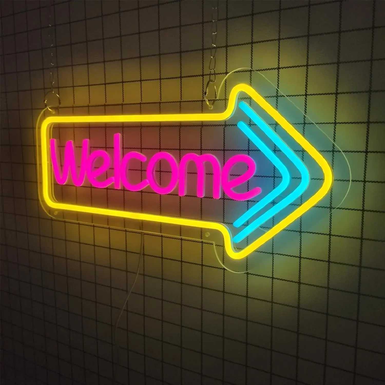 Welcome Neon Light LED Neon Sign Wall Decor for Home Office Cafe Party Bar Business USB Powered Holiday Gift for Adult Friend XJ250602