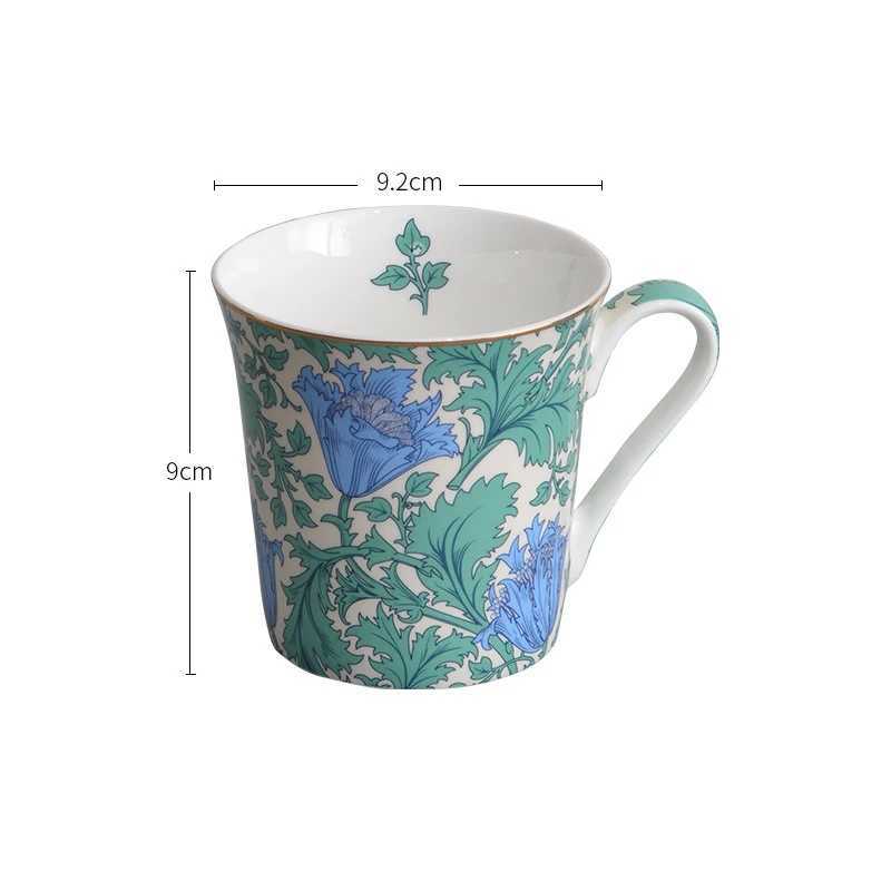 European Bone China Breakfast Milk Mug Ceramic Pattern Coffee Cup English Afternoon Tea Accessories Home Latte Coffee Cup Gifts Y250603