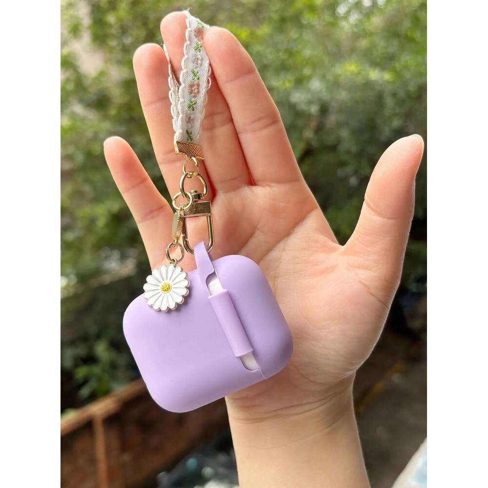 3/4 Soft Purple Pink Lovely Flower Wireless Earphone Cover for Pro/Pro2 Protective Case