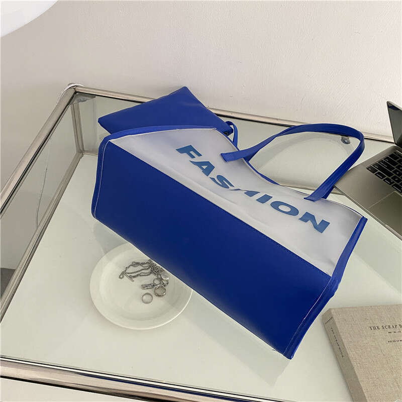 Women's Fashion Large Capacity Transparent Mother-Daughter New Trendy Summer Jelly Bag Single Shoulder Tote Handbag