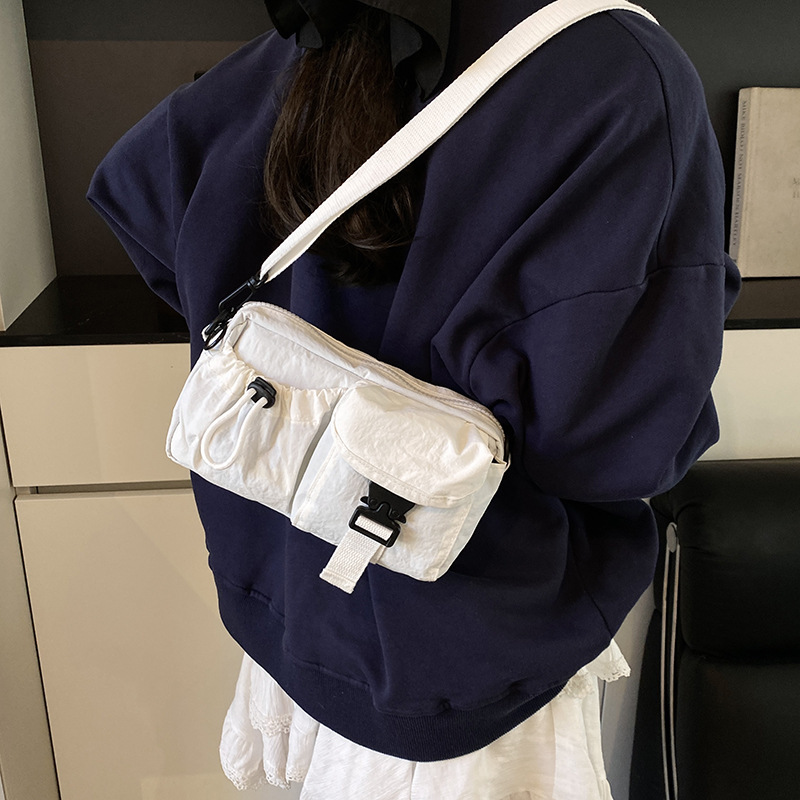 Water-Resistant Nylon for Women 2025 New Color-Block Textured Shoulder Crossbody Small Travel Bag