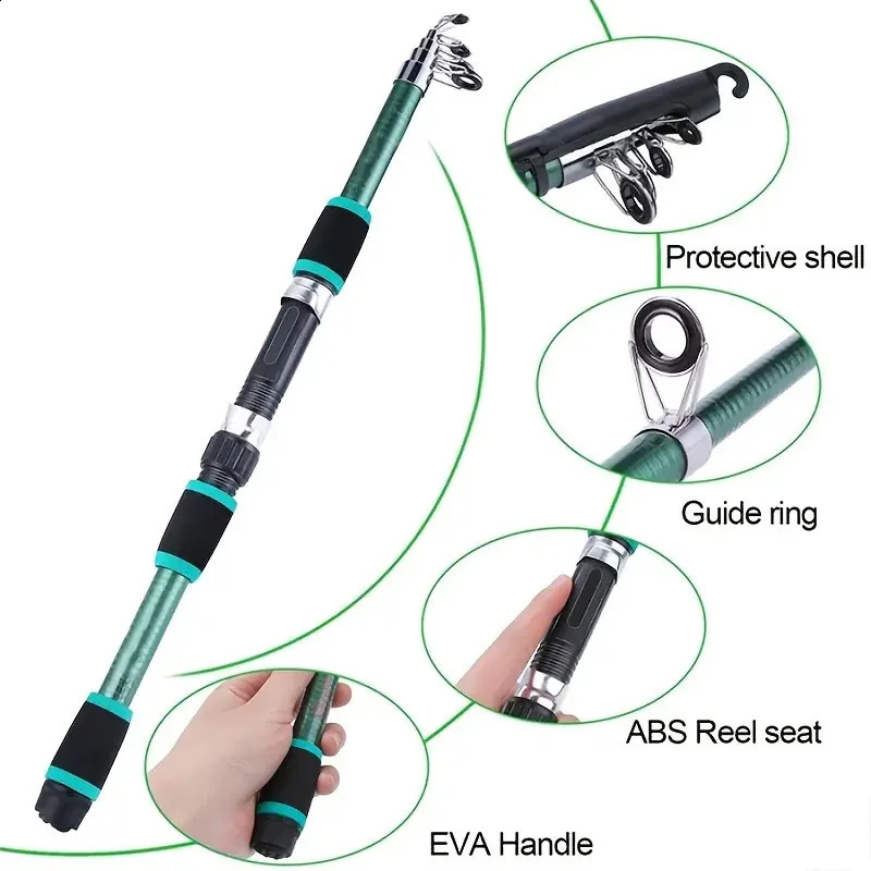 Fishing Pole Set Full Kits With Telescopic Rod And Spinning Reel Baits Hooks Travel 250530