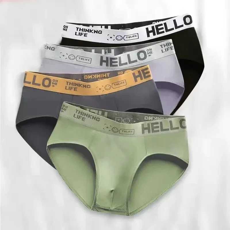 4PCS/set Mens Triangle Pants Breathable Antibacterial Open Crotch Underpants Big Fat Boys Teenagers Hipster Students Loose Shorts W250603