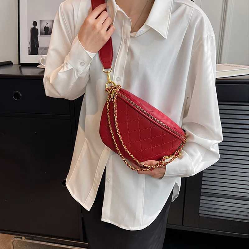 Chain Waist Bags Women Leather Fanny Pack High-quality Zipper Female Crossbody Chest packs Luxury Brand Banana Bags Phone pocket Y250603