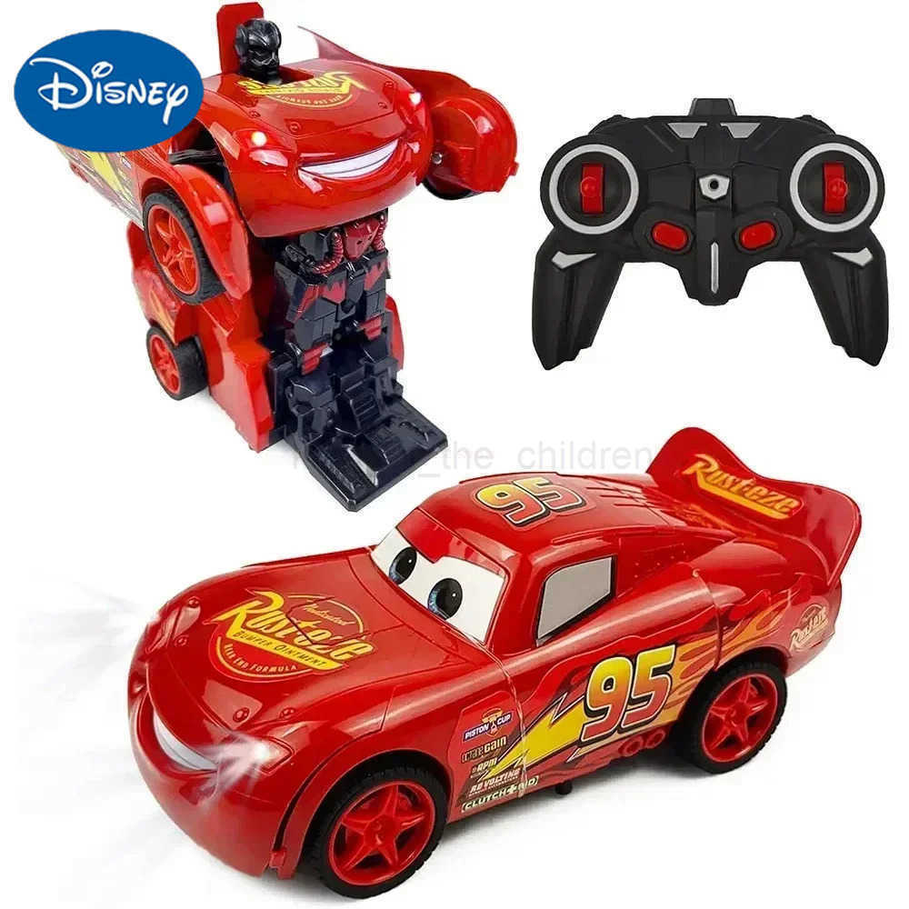 Disney Lightning Mcqueen Remote Control Car 2in1 Transform Robot Rc Deformation Car Anime Model One Button High Speed Kids Toys W250603