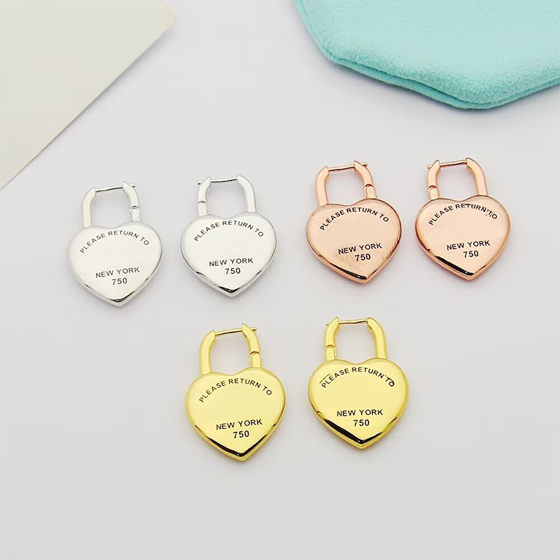 T brand heart-shaped charm earrings Korean version fashion Stud earrings for women titanium plated 18K gold earrings designer jewelry
