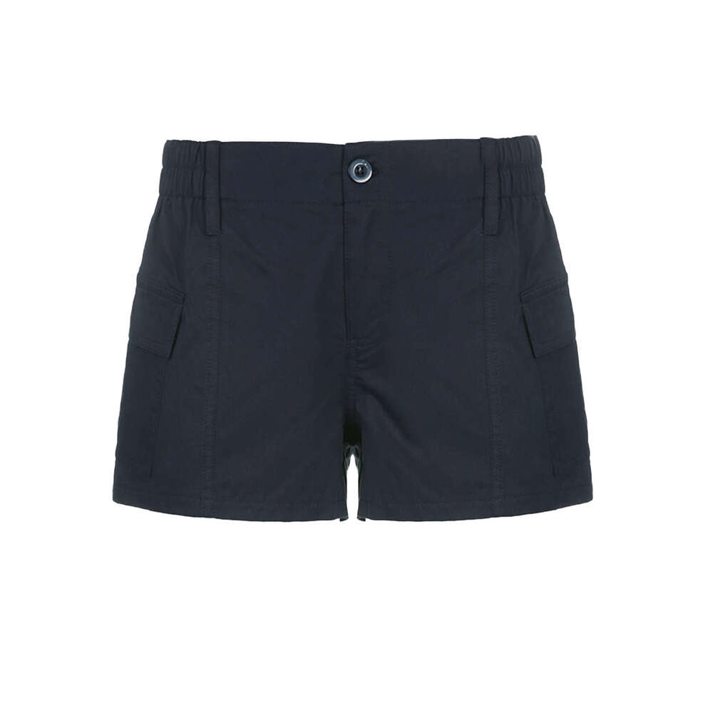 Solid Color Cargo Denim Shorts For Women B5