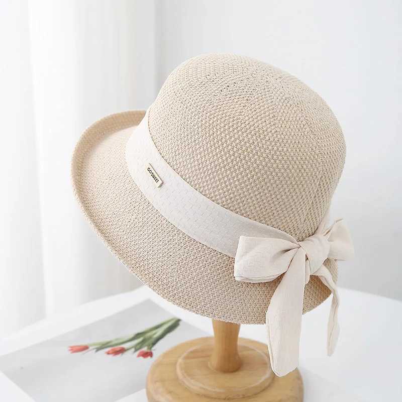 Womens Summer Sun Hat Bow Knitted Hat Spring Protection Warm Sunshade Foldable Adjustable Outdoor Travel Daily 2025 Korean W250602
