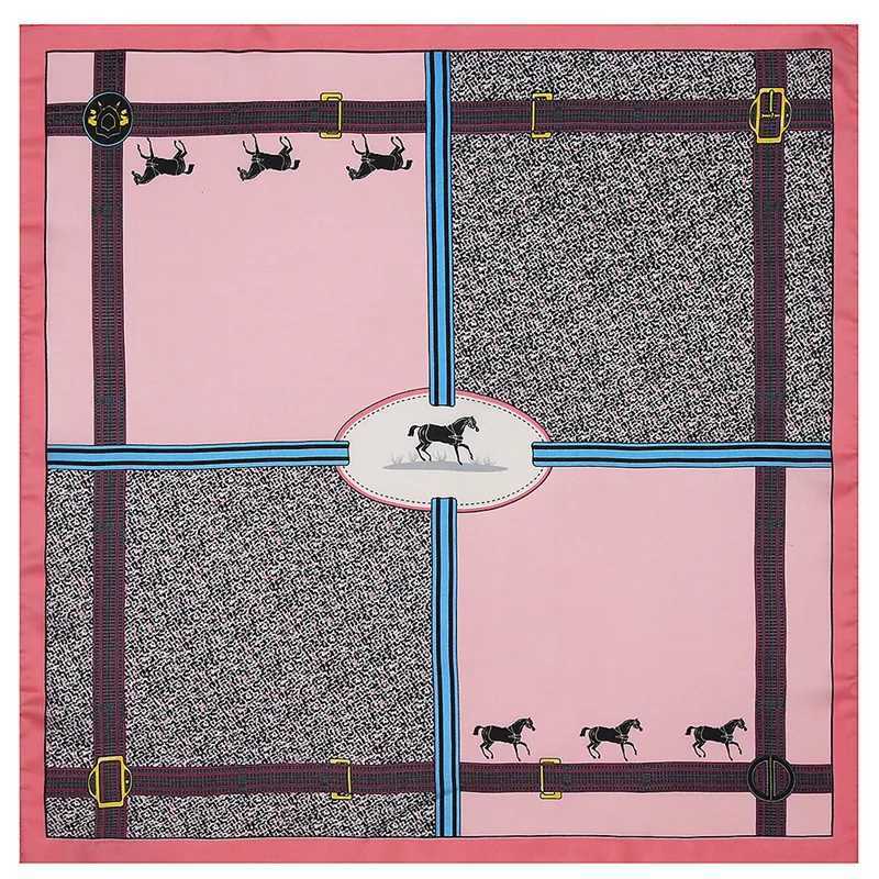 53cm Plaid Horse Silk Satin Summer Scarf Fashion Womens Small Square Scarves Hijab Headband Neck Tie Band Neckerchief Turban W250602