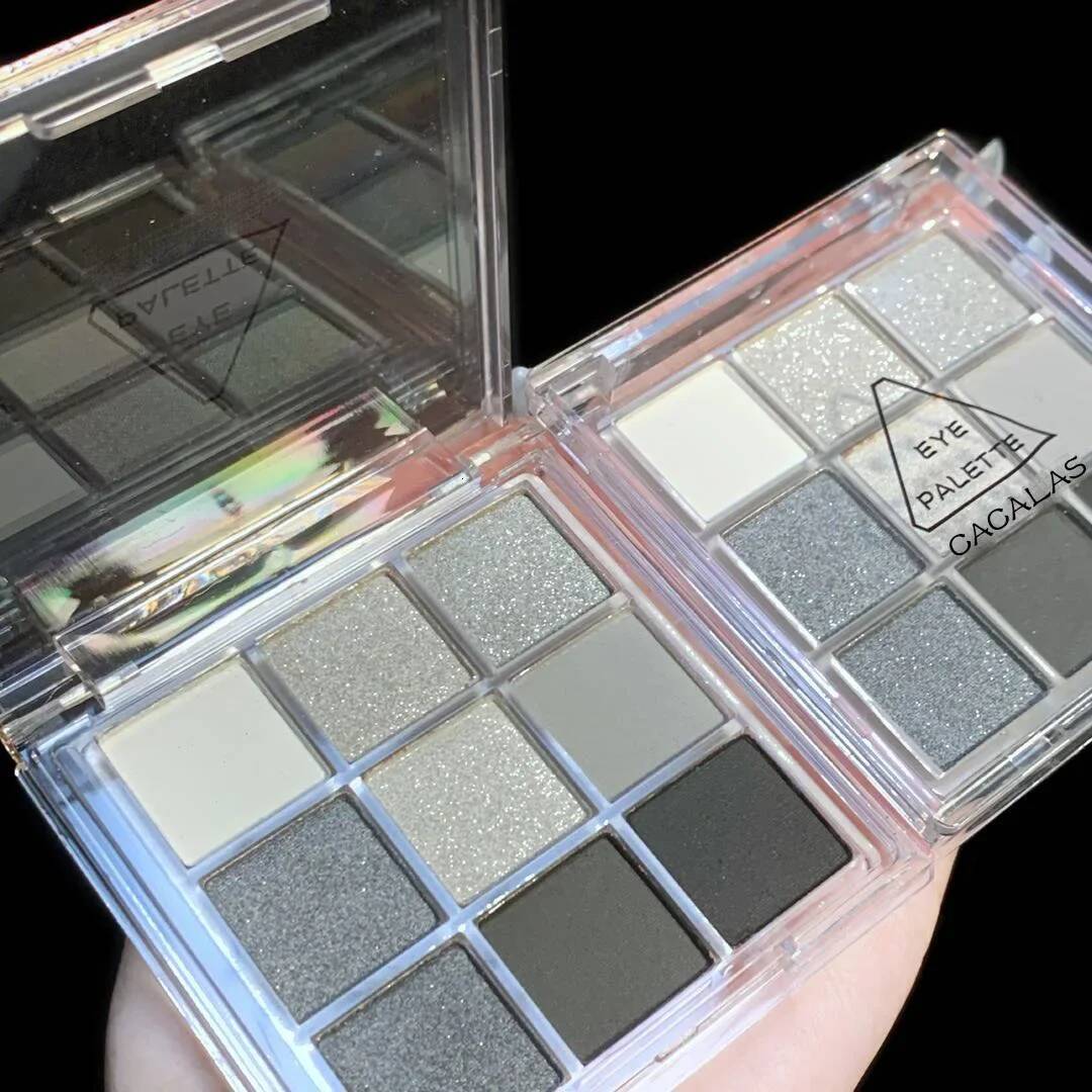 9 Colors Cool Toned Black y Matte Glitter Eyeshadow Palette Smoky Shadow Eye Pigments Palett
