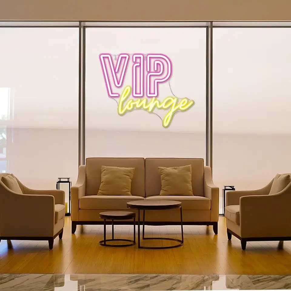 VIP Lounge Neon Sign USB Powered LED Light On/Off Switch Night Lamp Up Sign Wall Decor for Business Office Room Party Bar Hotel XJ250602