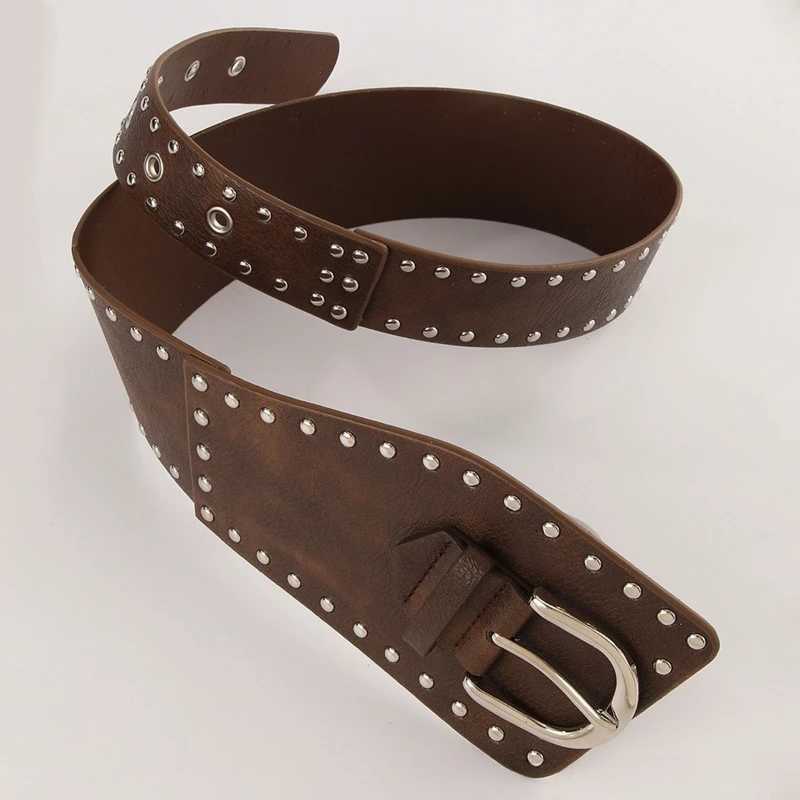 Y2K Rivet Irregular Wide Belt Women Punk Curved Small Curved Piece PU Pin Buckle Fashion Belt Spice Girls Dress Jeans DecorationXJ250602