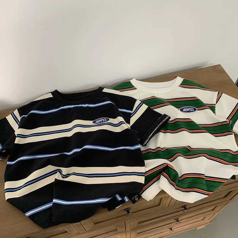 2-10 Years Childrens Striped T-shirts Boys Girls Kids Summer New Tees Cotton Loose T Shirt Casual Kids Tops Children Clothes T250603