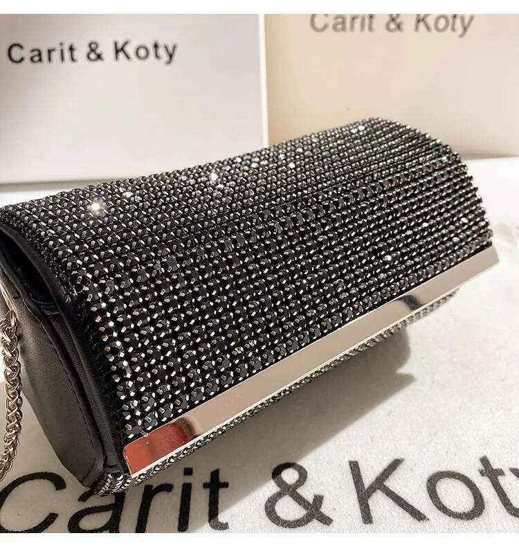 Glitter Shiny Clutch Purse For Wedding Party Crystal Rhinestones Dia Evening Women's Handbag Shoulder Chain Bag