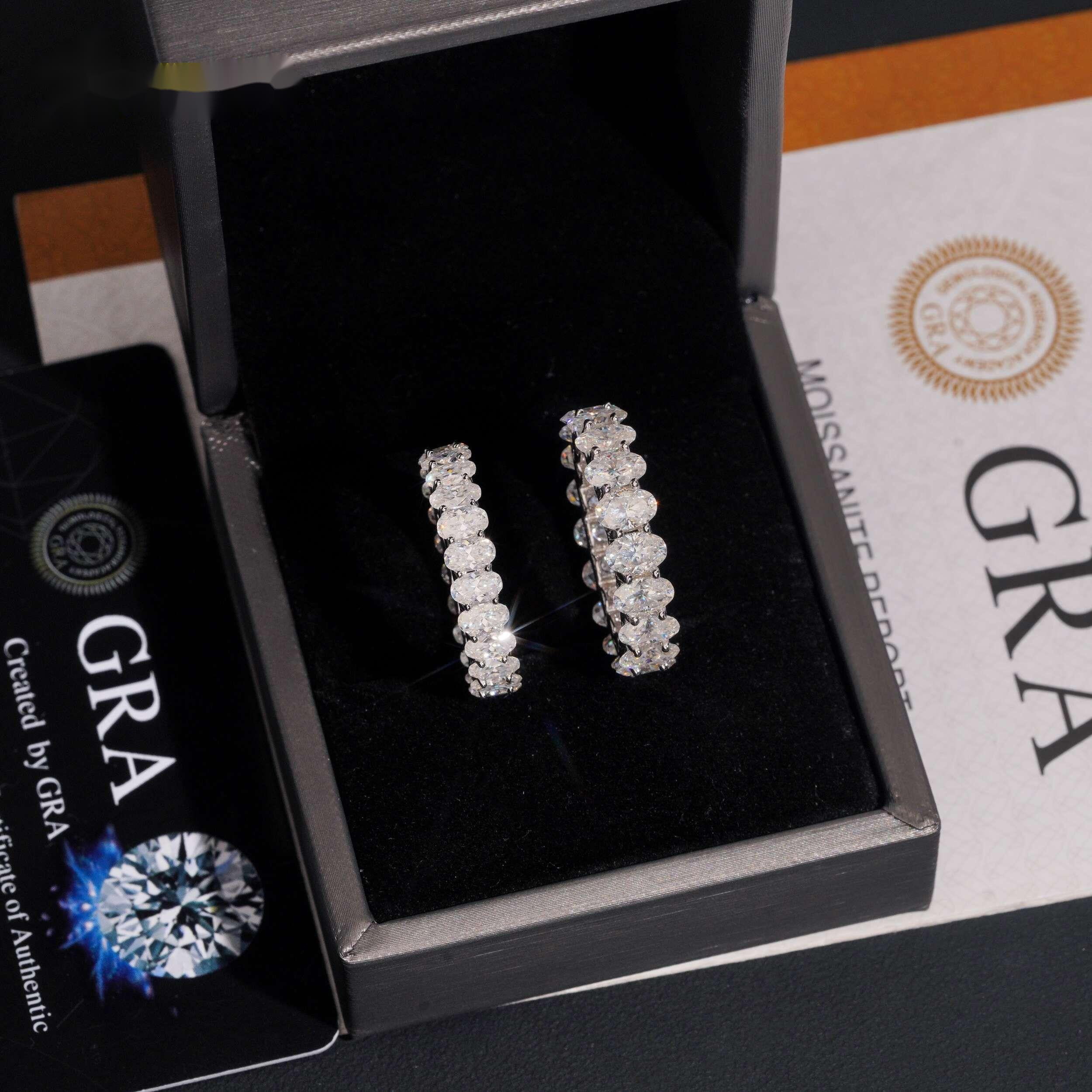 Luxury 925 Sterling Silver Full Oval 4x6 3x5 Moissanite Finger Ring Classic Wedding Engagement Fine Jewelry Gift for Women