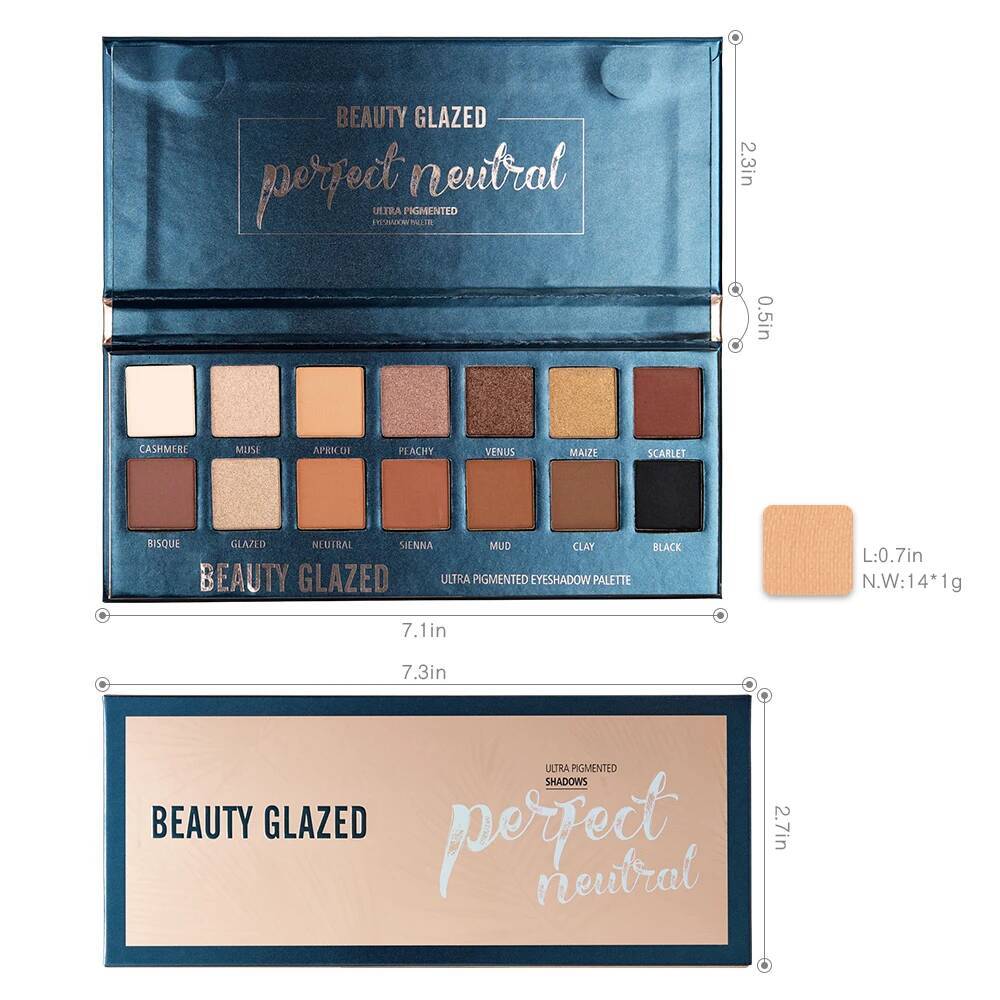 BEAUTY GLAZED Nude Matte 14 Colors Eye shadow Cosmetics Glitter Eyeshadow Palette