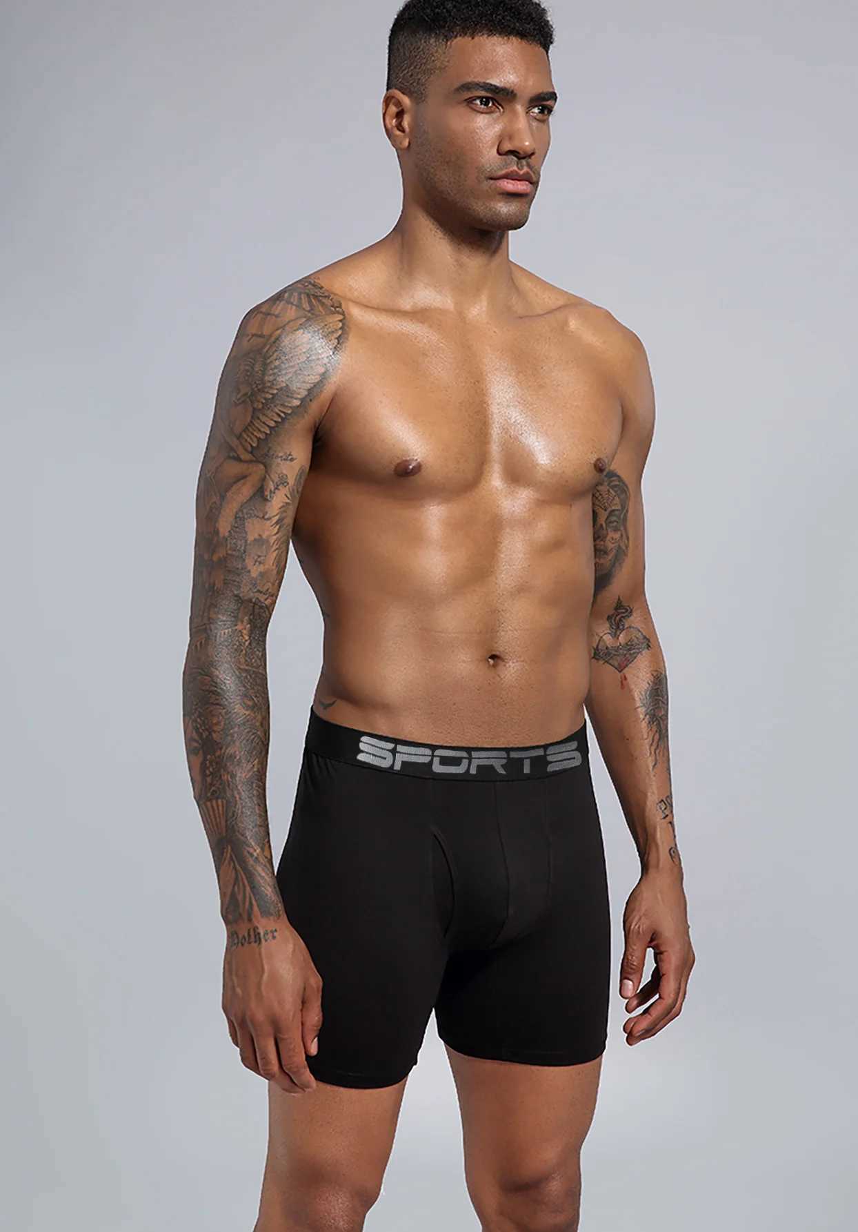 5pcs Mens Boxer Briefs Sport Underwear Longer Legs Underpants milk Silk Fabric Quick Drying Open Fly Men Black Boxer shorts W250603