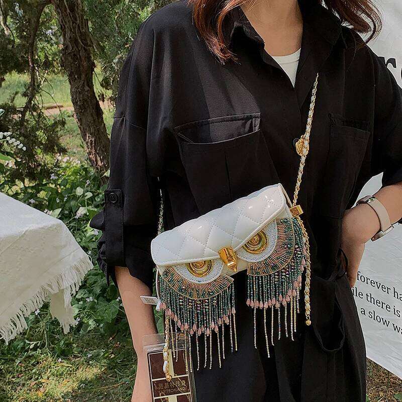 Cute Owl Bags for Women 2024 New Designer Handbag Fashion Tassel Crossbody Leather Animal Print Shoulder Bag Woman