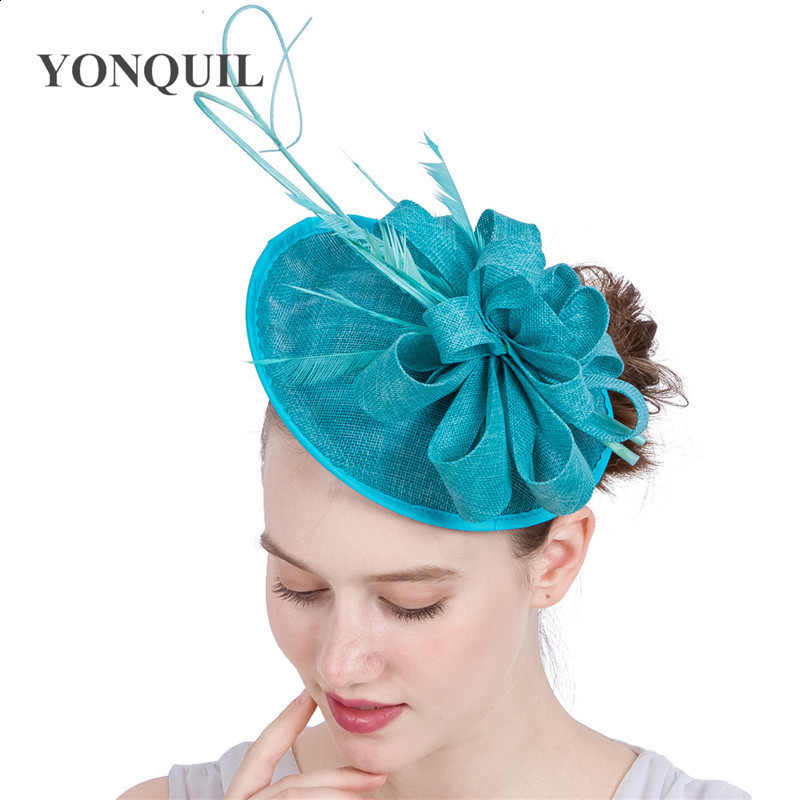 Red Charming Hat Wedding Church Headwear Womens Formal Event Tea Church Hat Feather Derby Million Womens Match 241203