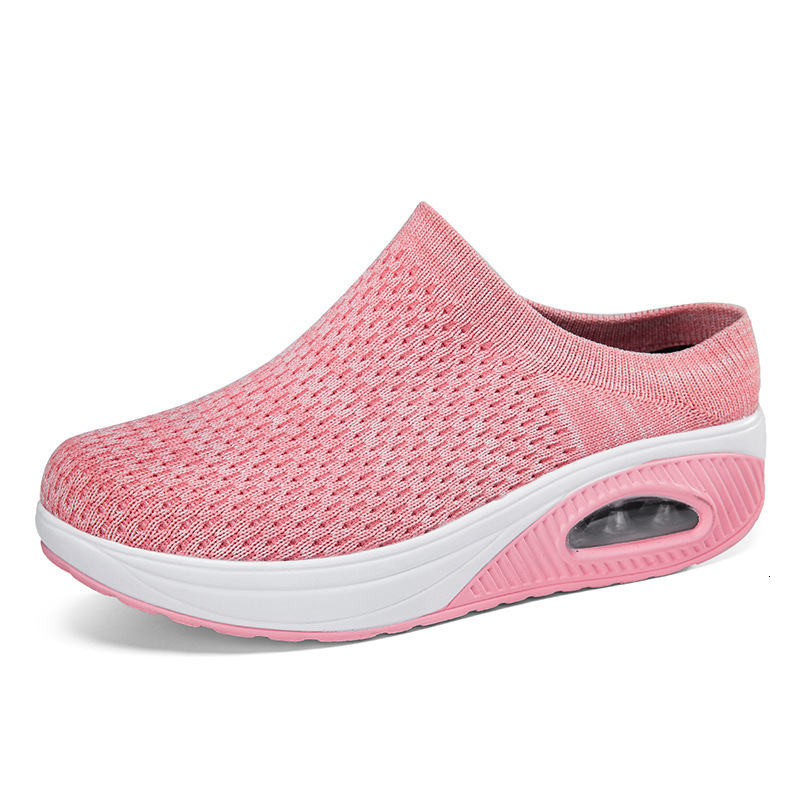 New Plus Size Flyknit Women S Thick Sole Height Increasing Slip On Lazy Breathable Mesh Casual Shoes Casual Sports Shoes For Women Ddmysaturn