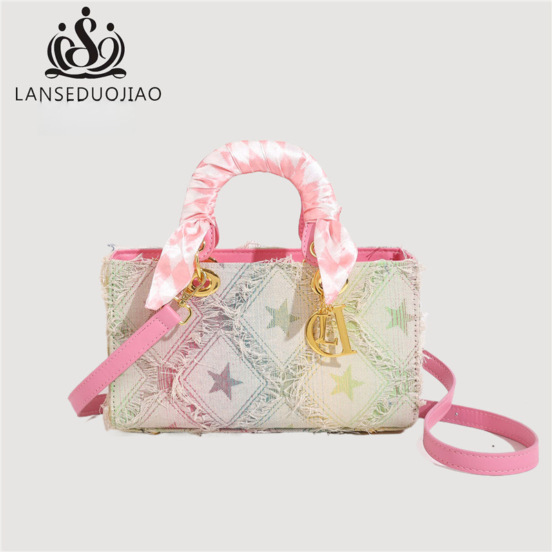 2025 New Style Small Chanel Style Denim Bag Free Shipping Fabric Star Quilted Gift Bag Handbag Women's Beach Bag Shoulder Designer Bag Crossbody 