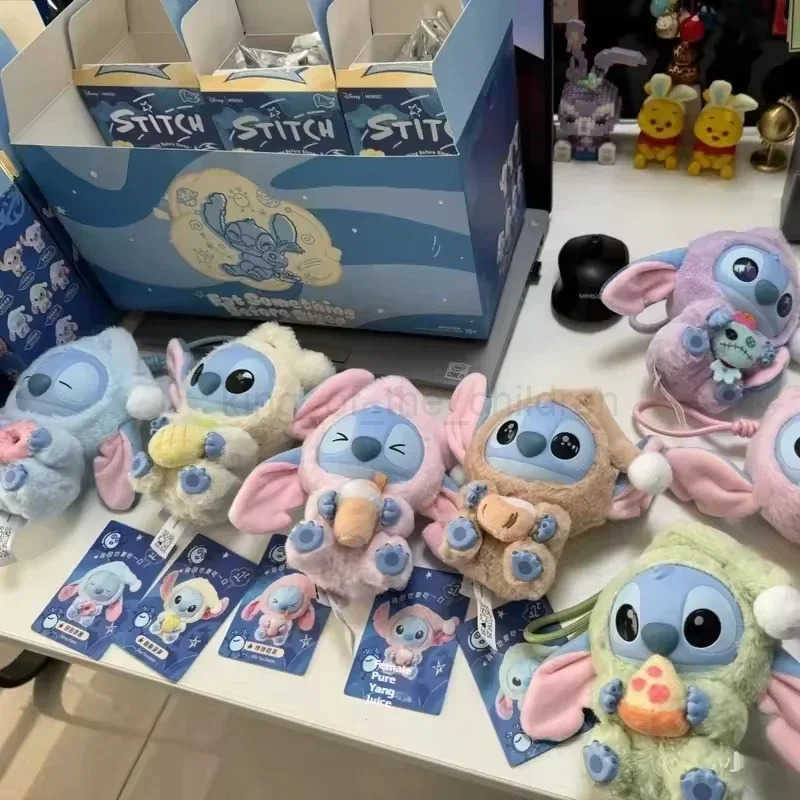 Disney 2025 New Stitch Eat Something Before Sleep Series Vinyl Blind Box Pendant Cute Doll Mystery Box Cute Toy Doll Holiday Gift Toys W250603