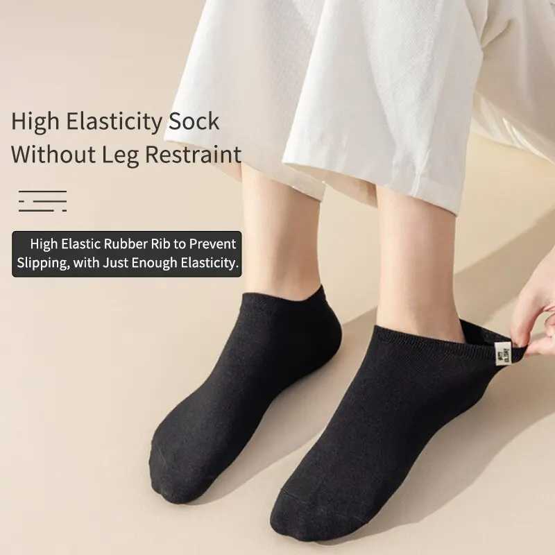 5 Pairs Women Is Spring Summer Four Seasons Black Simple Fashion Comfortable College Letter Fabric Label Medium Socks T250602