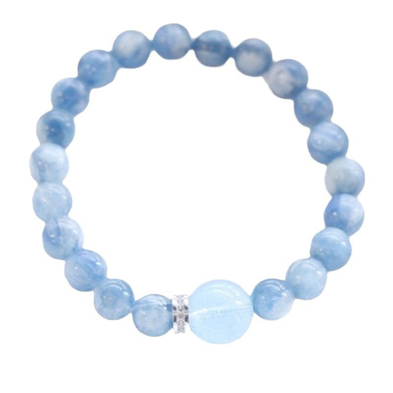 Natural crystal, kyanite, aquamarine bracelet,Aquamarine,wuxing implied meaning Anxiety relief Expressive clarity