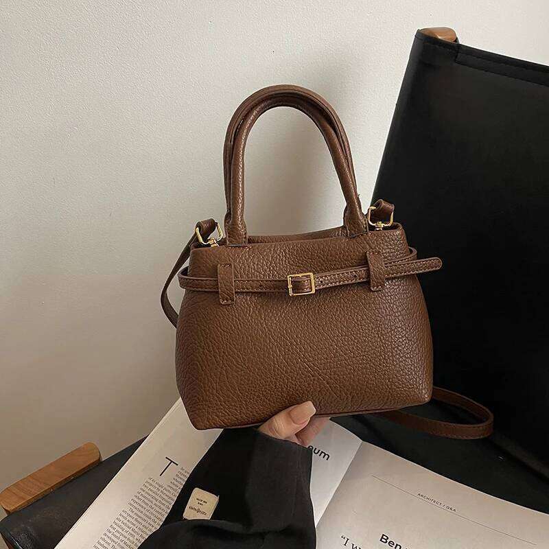 Women Trendy Shoulder PU Leather Vintage Bucket Crossbody Adjustable Strap Satchel Female Dating Bag