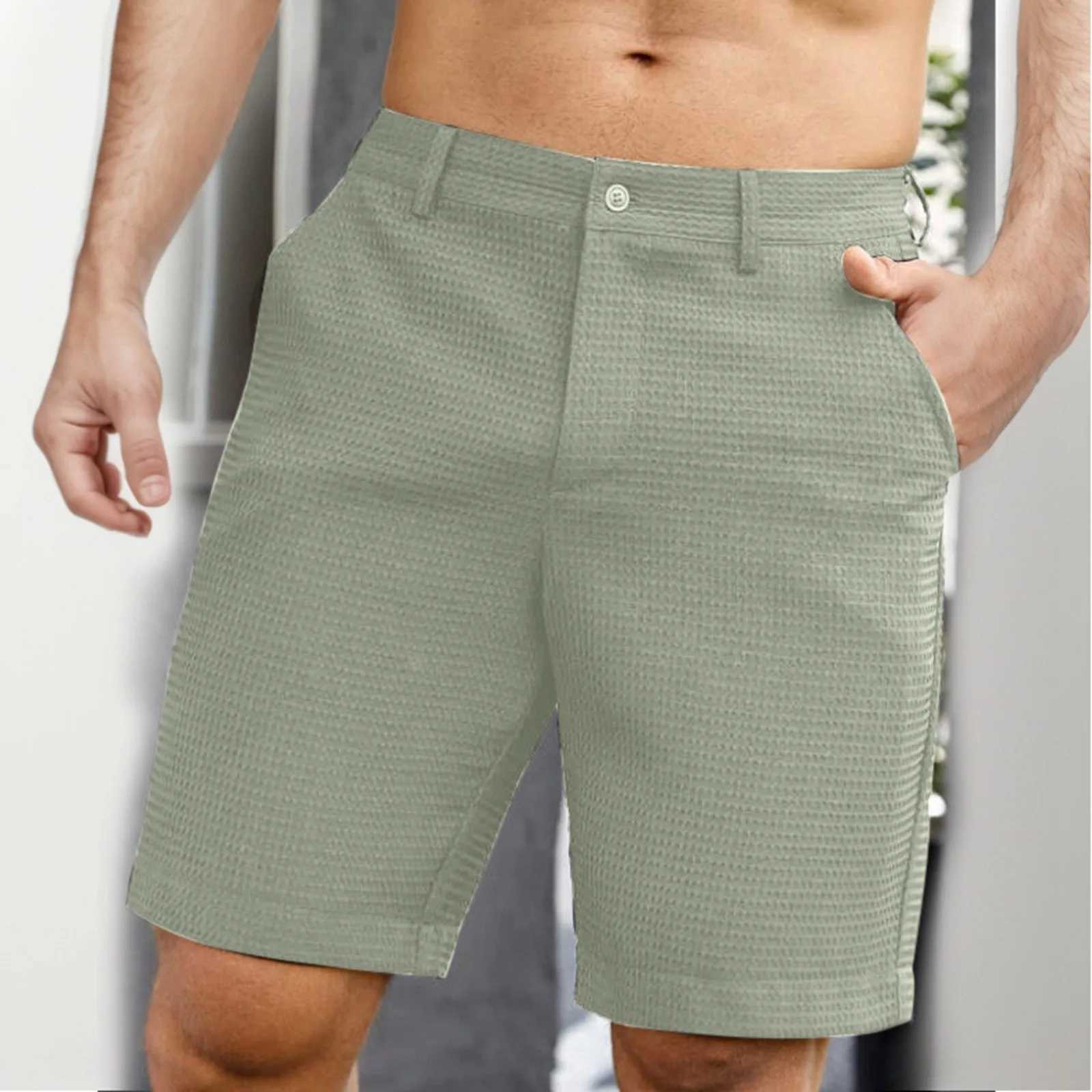 Mens Summer Quarter Pants Solid Color Casual Dress Pants Medium Pants Small Plaid Comfortable Fitness Basketball Sports Shorts W250603