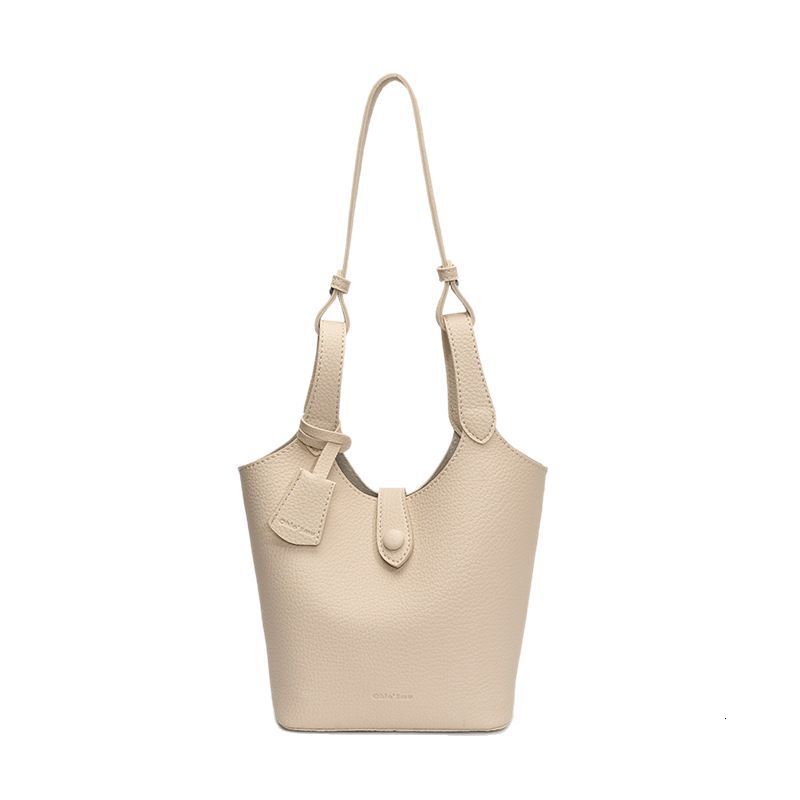 designer Korean Style Fashion Large Capacity Handheld Bucket Bag for Women 2025 Spring Summer New Litchi Texture Tote Shoulder Crossbody Bag