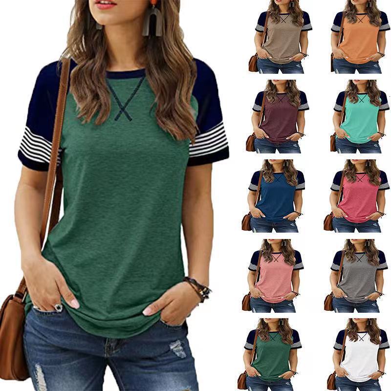 women's wear Women's New Patchwork Gradient Short Sleeve Ladies Casual T-Shirt
